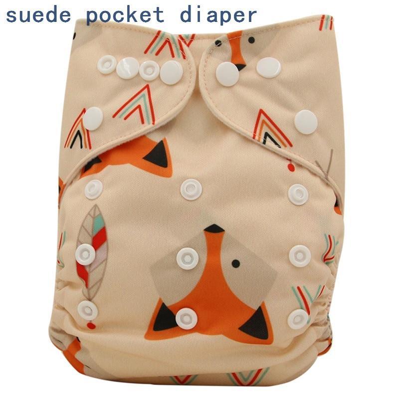 Newborn Cloth Diaper Sewed in Charcoal Bamboo Insert and Suede Pocket Diapers Waterproof Baby Nappies Design for Baby