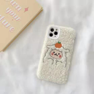 Cute Brown Bear Plush Phone Case For Iphone 14 11 12 13 Pro Max 7 8 X XS Max XR SE2 Autumn And Winter Shockproof Full Case Cover Cute Bear Animal Winter Warm Plush Fabric Phone Case