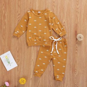 Newborn Boy Long Sleeve Bear Infant Hoodie Pant Tracksuit Set Pajamas For Kids In Bear Deisgn