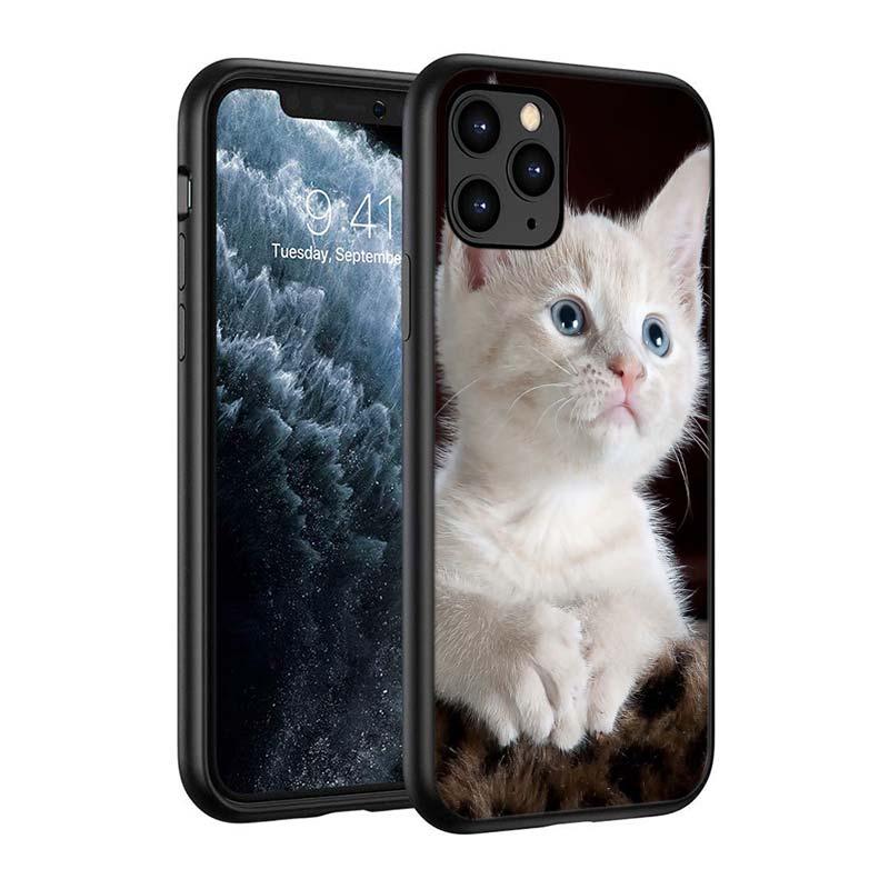 Black Big Eye Cat Cover Phone Case For iPhone 14 13 12 11 Pro Max Mini XS Max X XR Silicone Black Anti-Fingerprint Anti-Fall Clear Soft Anti-Yellow Cover Silicone Case