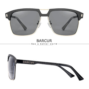 BARCUR Polarized Men’s Sunglasses – Fashionable Square Stainless Steel Frame UV400 Protection Anti-Reflective Outdoor Sports & Driving Eyewear – Original Design Casual Style with Premium Polycarbonate Lenses