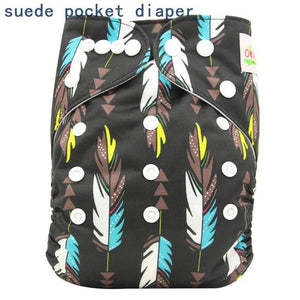 Newborn Cloth Diaper Sewed in Charcoal Bamboo Insert and Suede Pocket Diapers Waterproof Baby Nappies Design for Baby