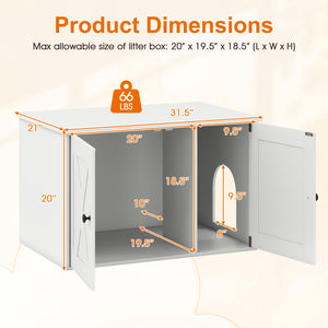 Hidden Cat Litter Box Enclosure Furniture with Divider-White