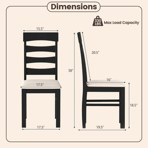 High Back Dining Room Chairs Set of 2 with Padded Seat-Black