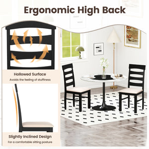 High Back Dining Room Chairs Set of 2 with Padded Seat-Black