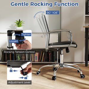 High Back Ribbed Office Chair with Armrests-Black