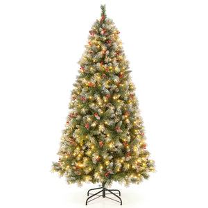 Hinged Christmas Tree with 450 PVC Branch Tips and 200 Warm White LED Lights-6.5 ft