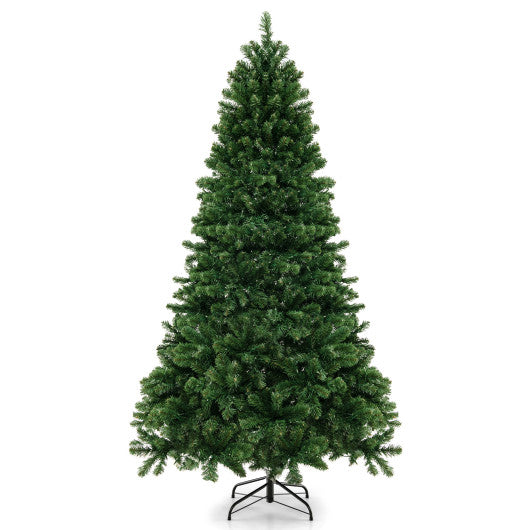 6/7/8 Feet Hinged Christmas Tree with PVC Branch Tips Warm White LED Lights-6 ft