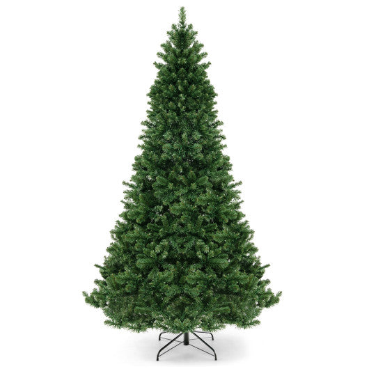 6/7/8 Feet Hinged Christmas Tree with PVC Branch Tips Warm White LED Lights-8 ft