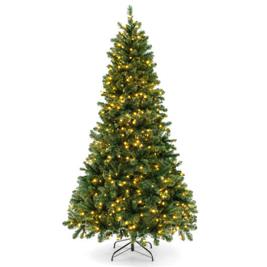 6/7/8 Feet Hinged Christmas Tree with PVC Branch Tips Warm White LED Lights-6 ft