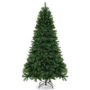 6/7/8 Feet Hinged Christmas Tree with PVC Branch Tips Warm White LED Lights-7 ft