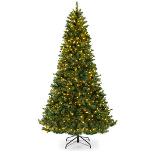 6/7/8 Feet Hinged Christmas Tree with PVC Branch Tips Warm White LED Lights-8 ft