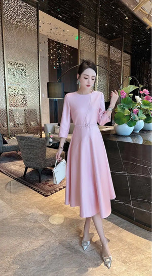 Elegant Solid Color Dress
