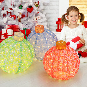 3-Piece Pre-Lit Pop up Christmas Ball Set with Warm White LED Lights