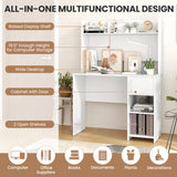 Office Set with 5-Tier Bamboo Ladder Shelf and Electric Standing Computer Desk