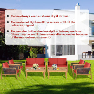 4 Pieces Patio Rattan Furniture Set with Removable Cushions-White
