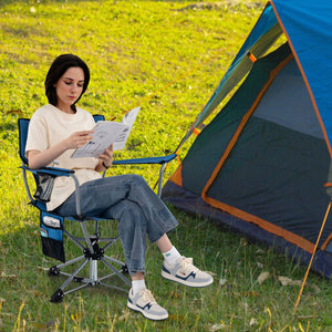 360 ° Swivel Hunting Chair Portable Foldable Hunting Chair with Mesh Cup Holder and Storage Pockets-Blue