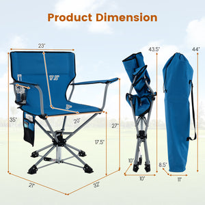 360 ° Swivel Hunting Chair Portable Foldable Hunting Chair with Mesh Cup Holder and Storage Pockets-Blue