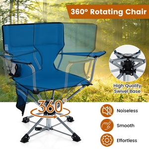 360 ° Swivel Hunting Chair Portable Foldable Hunting Chair with Mesh Cup Holder and Storage Pockets-Blue