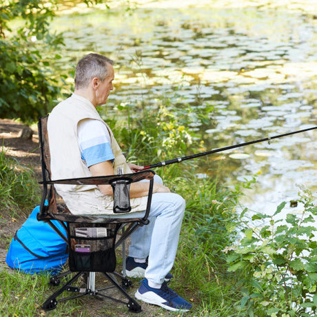 360 ° Swivel Hunting Chair Portable Foldable Hunting Chair with Mesh Cup Holder and Storage Pockets-Camouflage