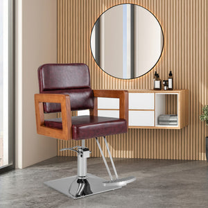 Hydraulic Barber Chair Salon Chair for Hair Stylist with 360 Degrees Swivel-Red