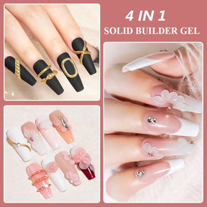 MIZHSE Solid Builder Gel, Nail Sculpture Gel Non-Sticky 4 Colors Nude Clear White Pink Hard Builder Gel Nails UV LED Nail Extension Gel For Nail Salon Home Manicure C-Classic Colors * 4