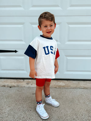 USA Colorblock Tee - Oversized or Regular Fit
