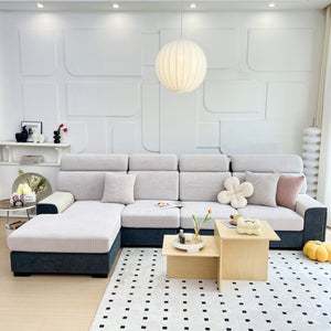 Stretch Couch Cushion Covers, Washable Chaise Lounge Sofa Slipcover, Elastic Furniture Protector for Pets, Kid