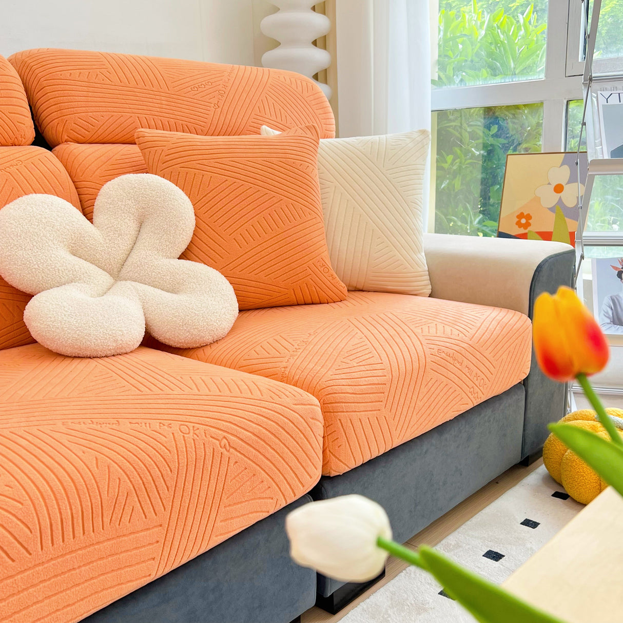 Stretch Couch Cushion Covers, Slipcovers Sofa Cushion Protector Covers, Elastic Furniture Protector for Pets, Kid