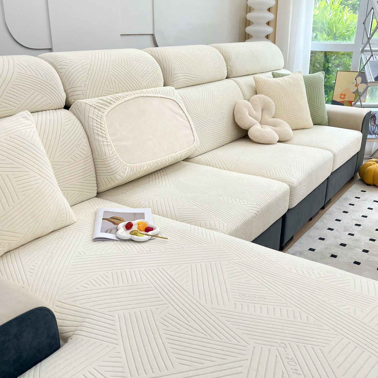 Stretch Couch Cushion Covers, Slipcovers Sofa Cushion Protector Covers, Elastic Furniture Protector for Pets, Kid