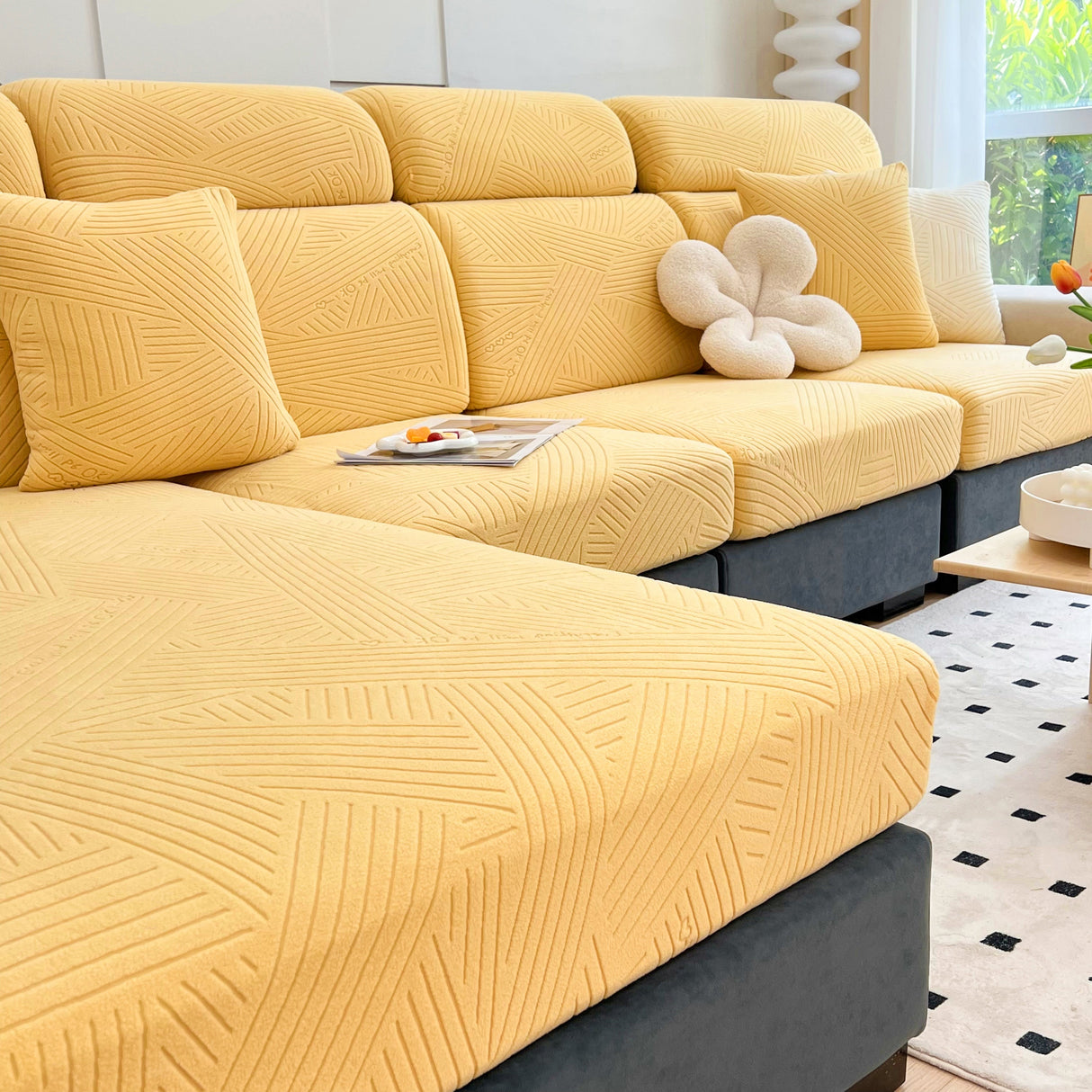 Stretch Couch Cushion Covers, Slipcovers Sofa Cushion Protector Covers, Elastic Furniture Protector for Pets, Kid