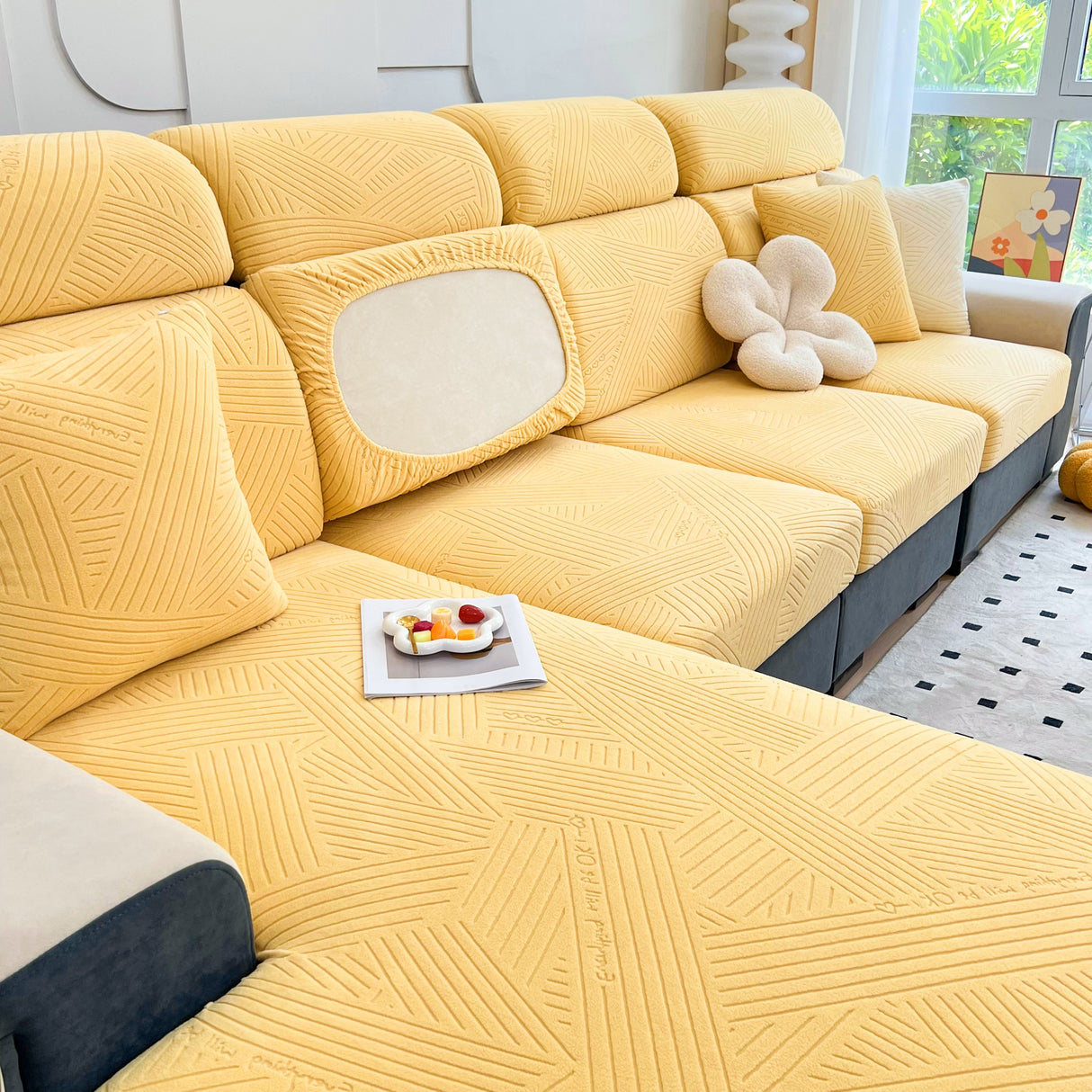 Stretch Couch Cushion Covers, Slipcovers Sofa Cushion Protector Covers, Elastic Furniture Protector for Pets, Kid