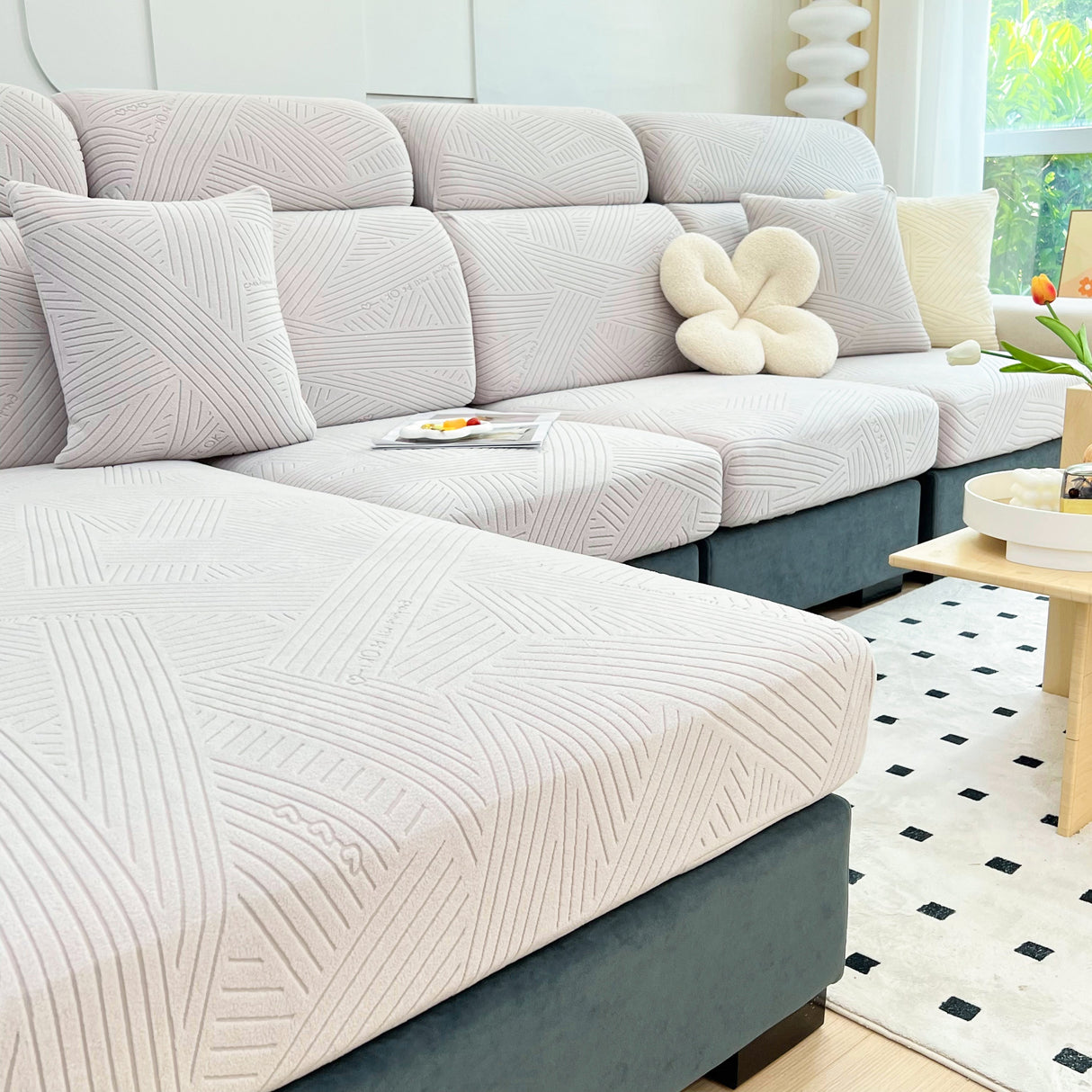 Stretch Couch Cushion Covers, Slipcovers Sofa Cushion Protector Covers, Elastic Furniture Protector for Pets, Kid