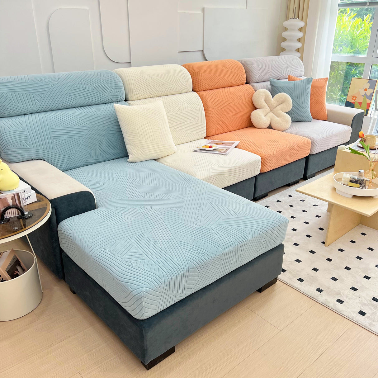 Stretch Couch Cushion Covers, Slipcovers Sofa Cushion Protector Covers, Elastic Furniture Protector for Pets, Kid