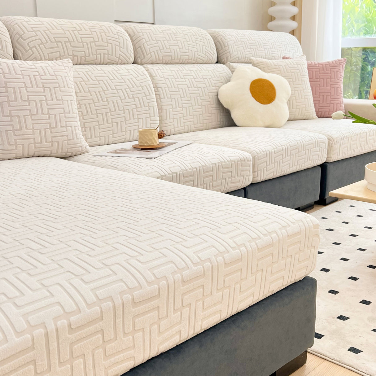 Polar Fleece Stretch Seat Cushion Covers, Couch Cushion Covers Slipcover, Sofa Cushion Protector Covers