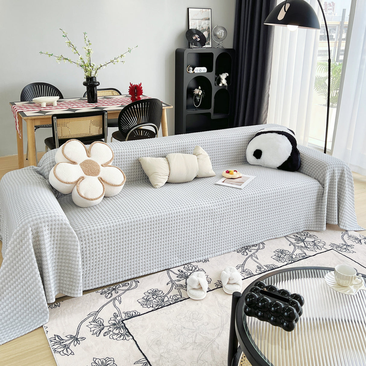 Cooling Textured Sofa Cover Washable Soft Couch Throw Blanket for Summer & Pets