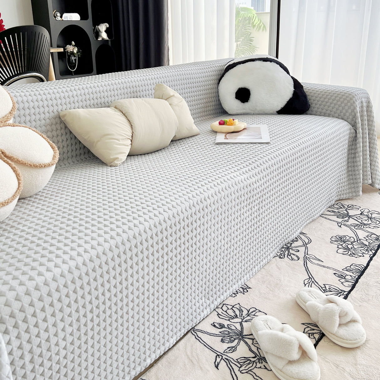 Cooling Textured Sofa Cover Washable Soft Couch Throw Blanket for Summer & Pets