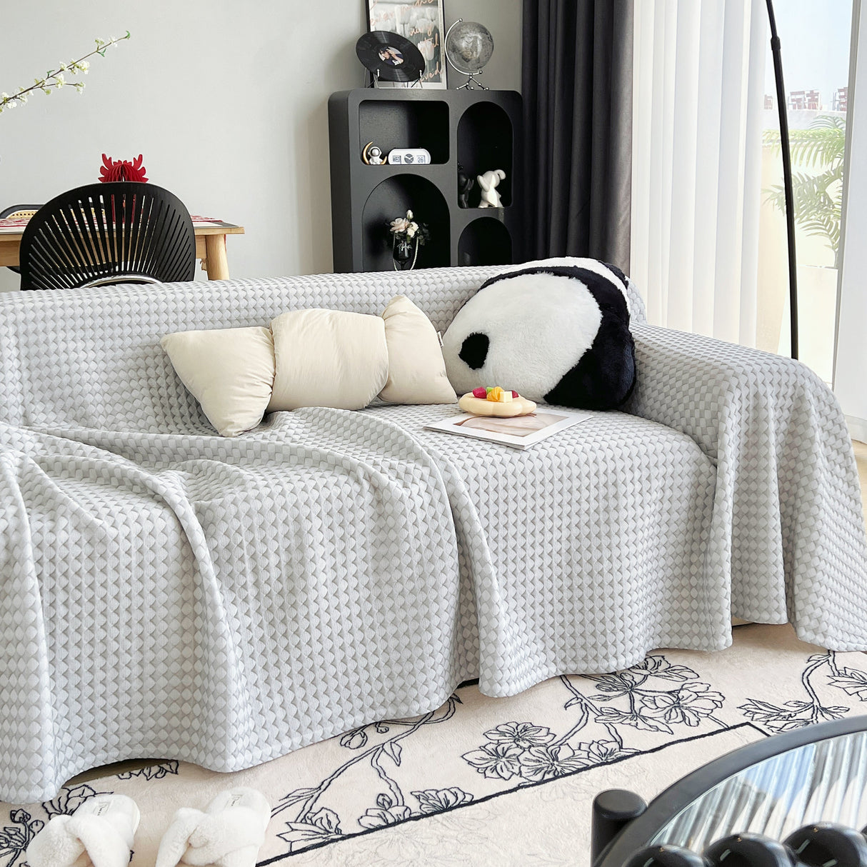 Cooling Textured Sofa Cover Washable Soft Couch Throw Blanket for Summer & Pets