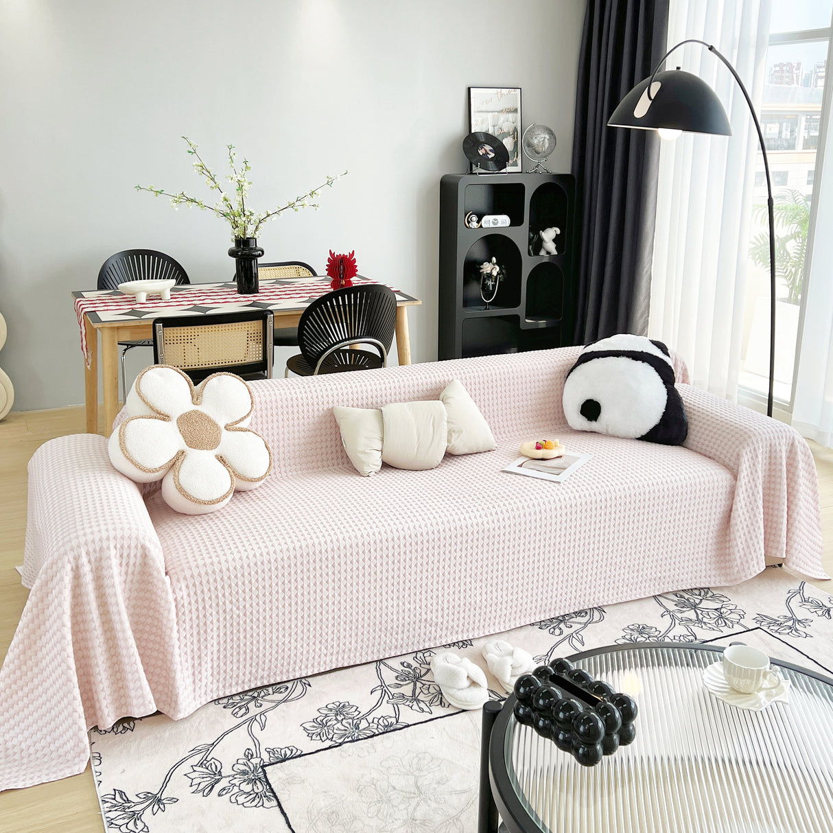 Cooling Textured Sofa Cover Washable Soft Couch Throw Blanket for Summer & Pets