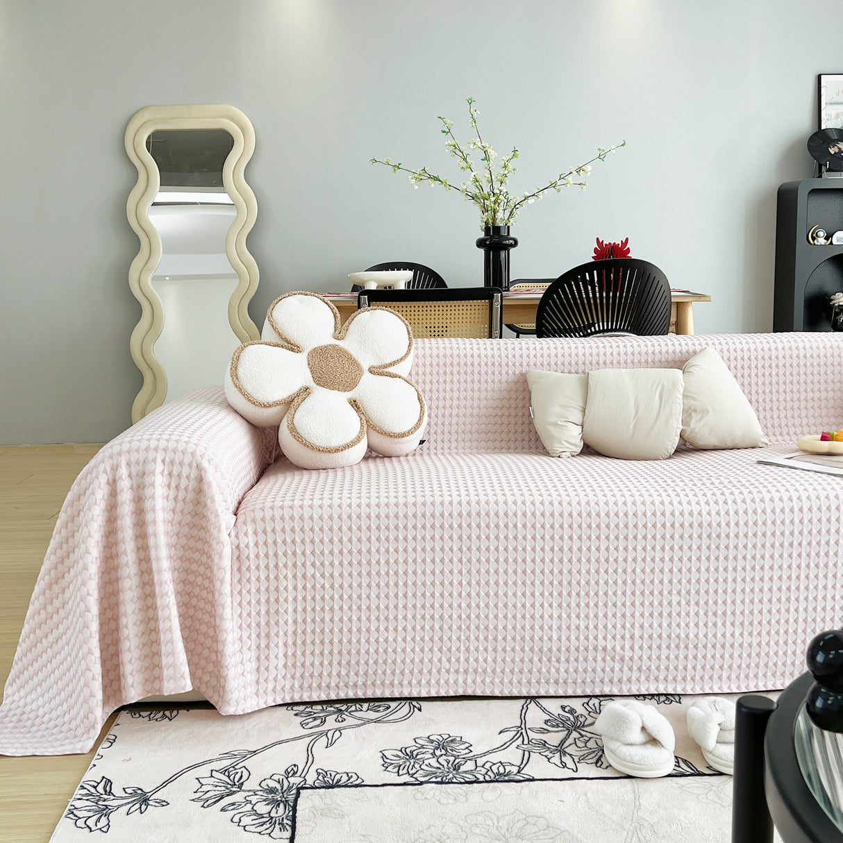 Cooling Textured Sofa Cover Washable Soft Couch Throw Blanket for Summer & Pets