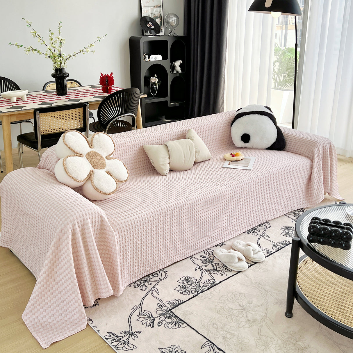 Cooling Textured Sofa Cover Washable Soft Couch Throw Blanket for Summer & Pets