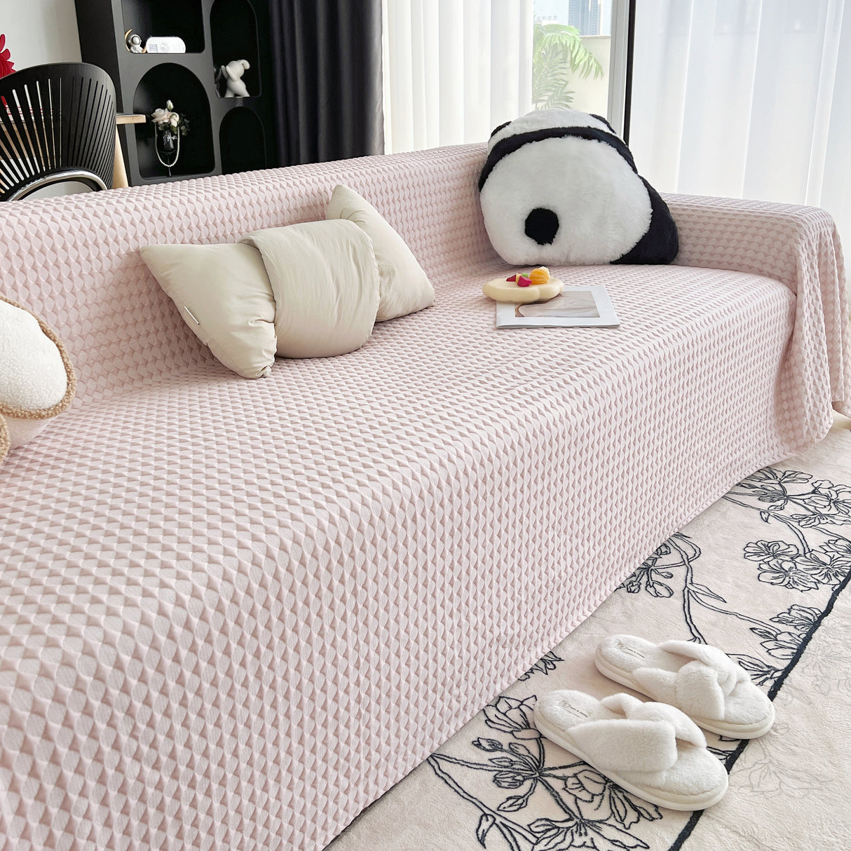 Cooling Textured Sofa Cover Washable Soft Couch Throw Blanket for Summer & Pets