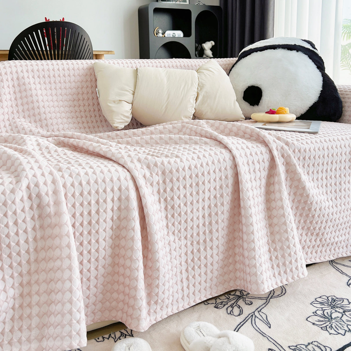 Cooling Textured Sofa Cover Washable Soft Couch Throw Blanket for Summer & Pets