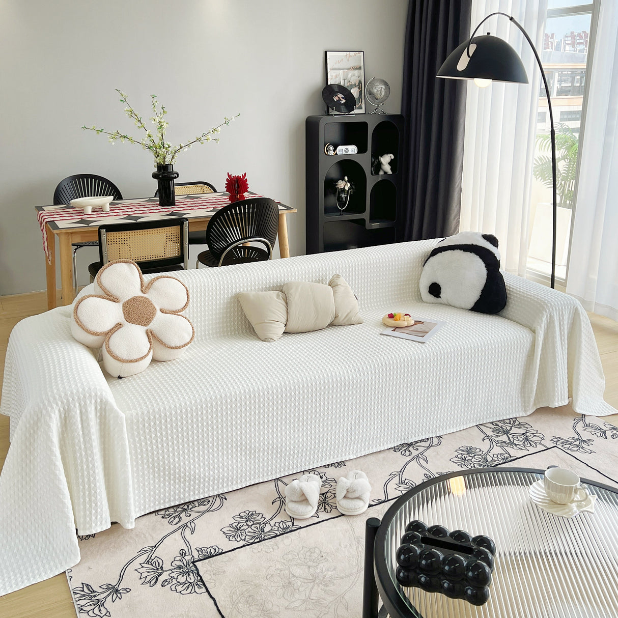 Cooling Textured Sofa Cover Washable Soft Couch Throw Blanket for Summer & Pets