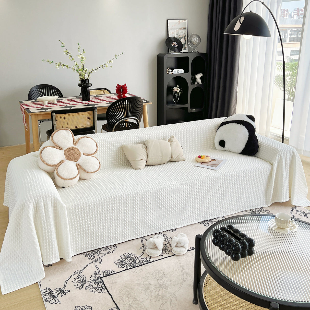 Cooling Textured Sofa Cover Washable Soft Couch Throw Blanket for Summer & Pets