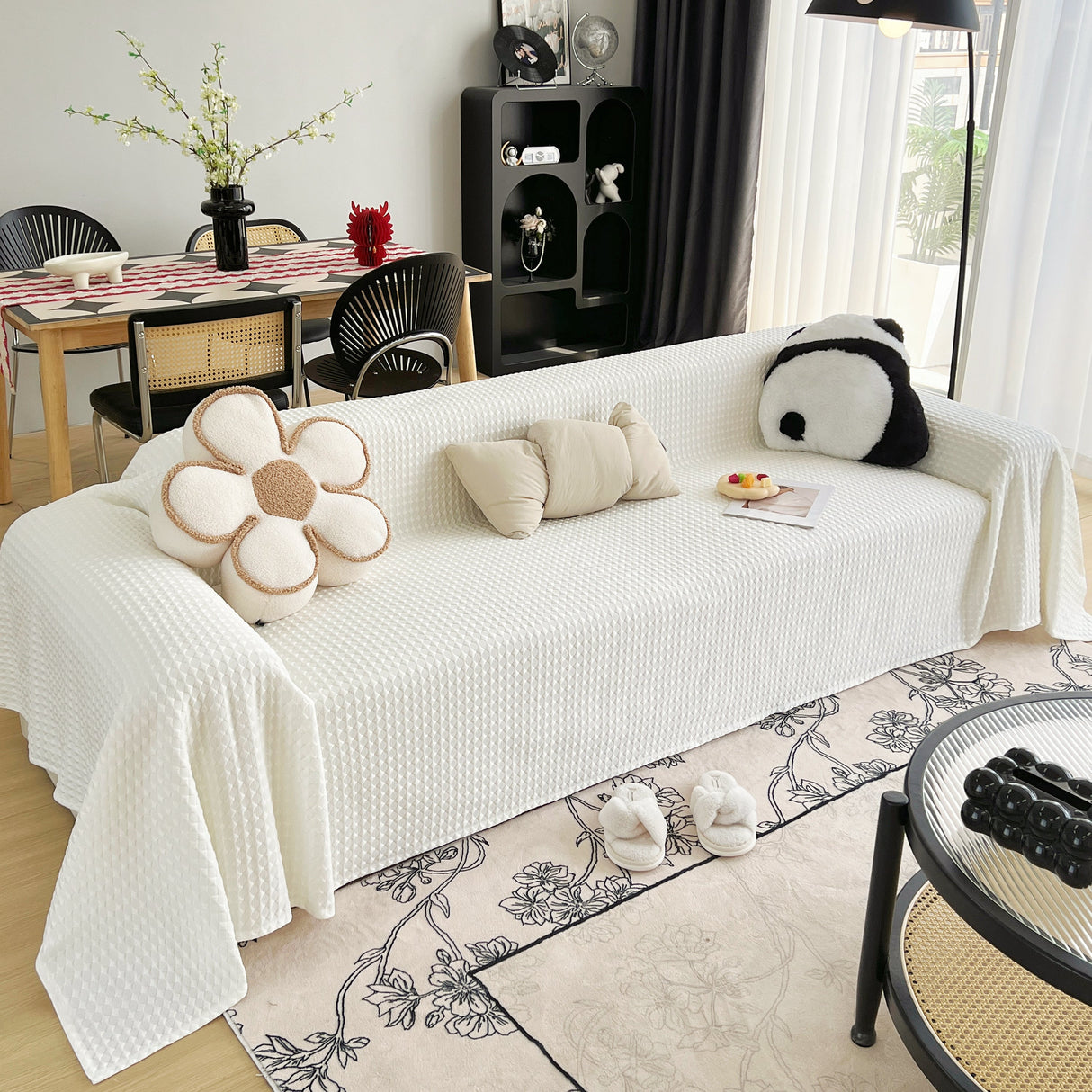 Cooling Textured Sofa Cover Washable Soft Couch Throw Blanket for Summer & Pets