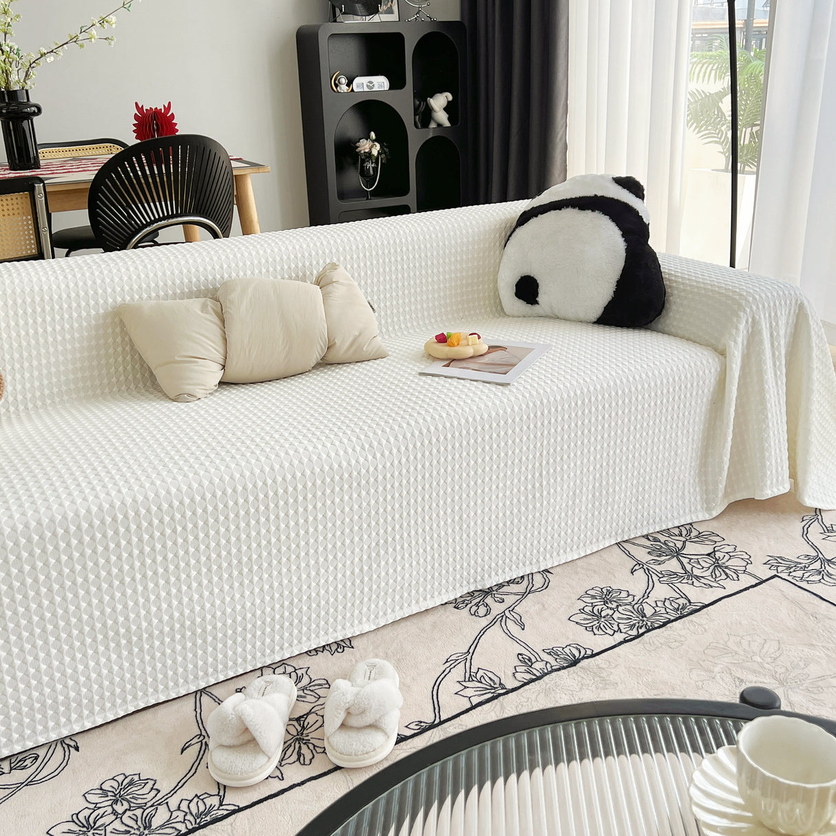 Cooling Textured Sofa Cover Washable Soft Couch Throw Blanket for Summer & Pets