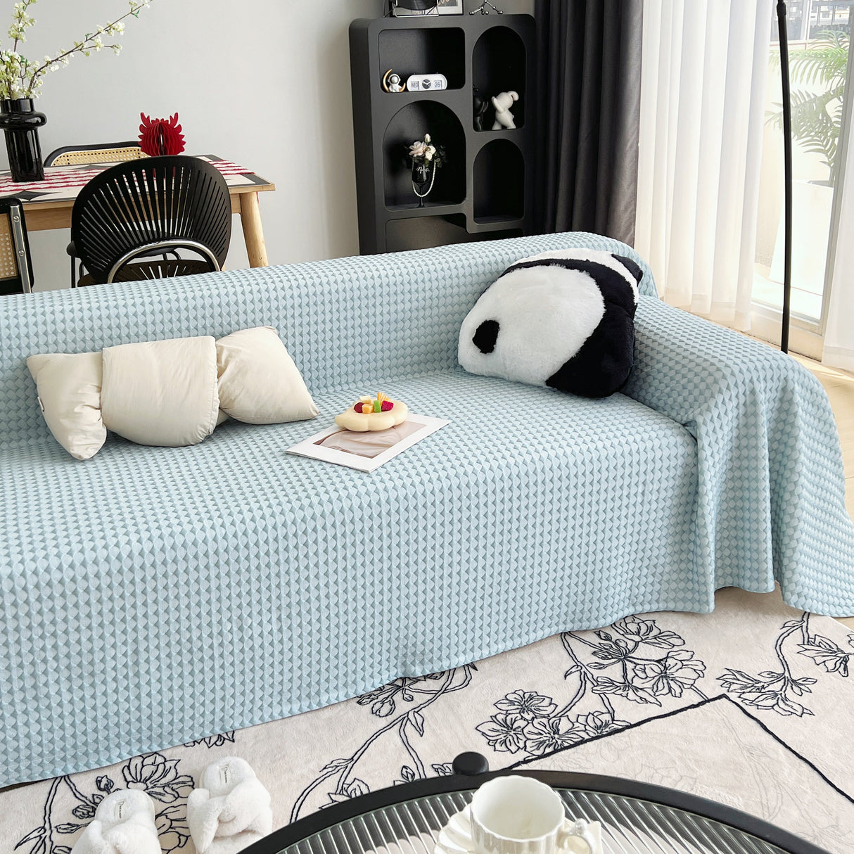 Cooling Textured Sofa Cover Washable Soft Couch Throw Blanket for Summer & Pets