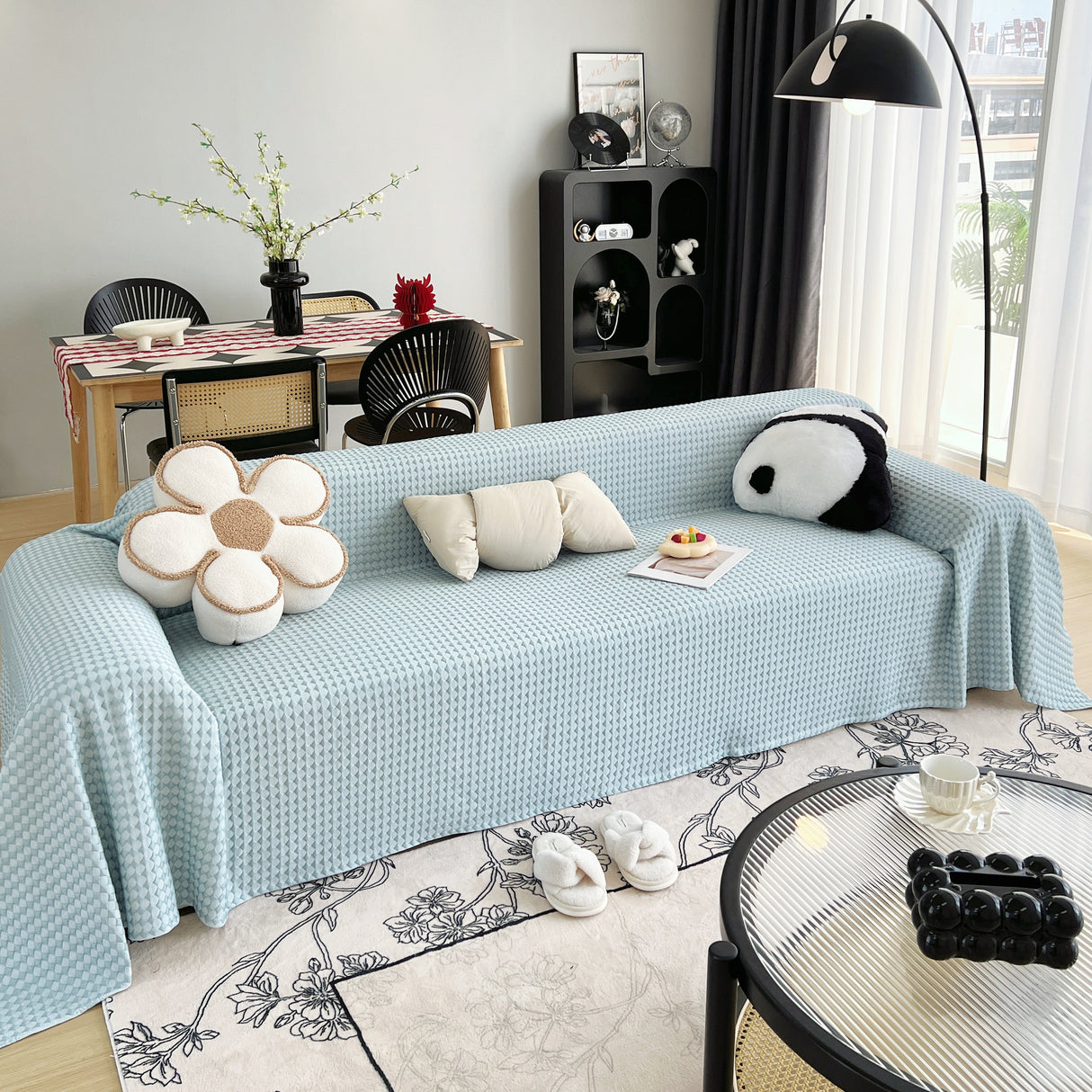 Cooling Textured Sofa Cover Washable Soft Couch Throw Blanket for Summer & Pets