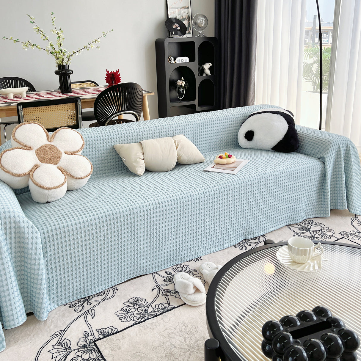 Cooling Textured Sofa Cover Washable Soft Couch Throw Blanket for Summer & Pets